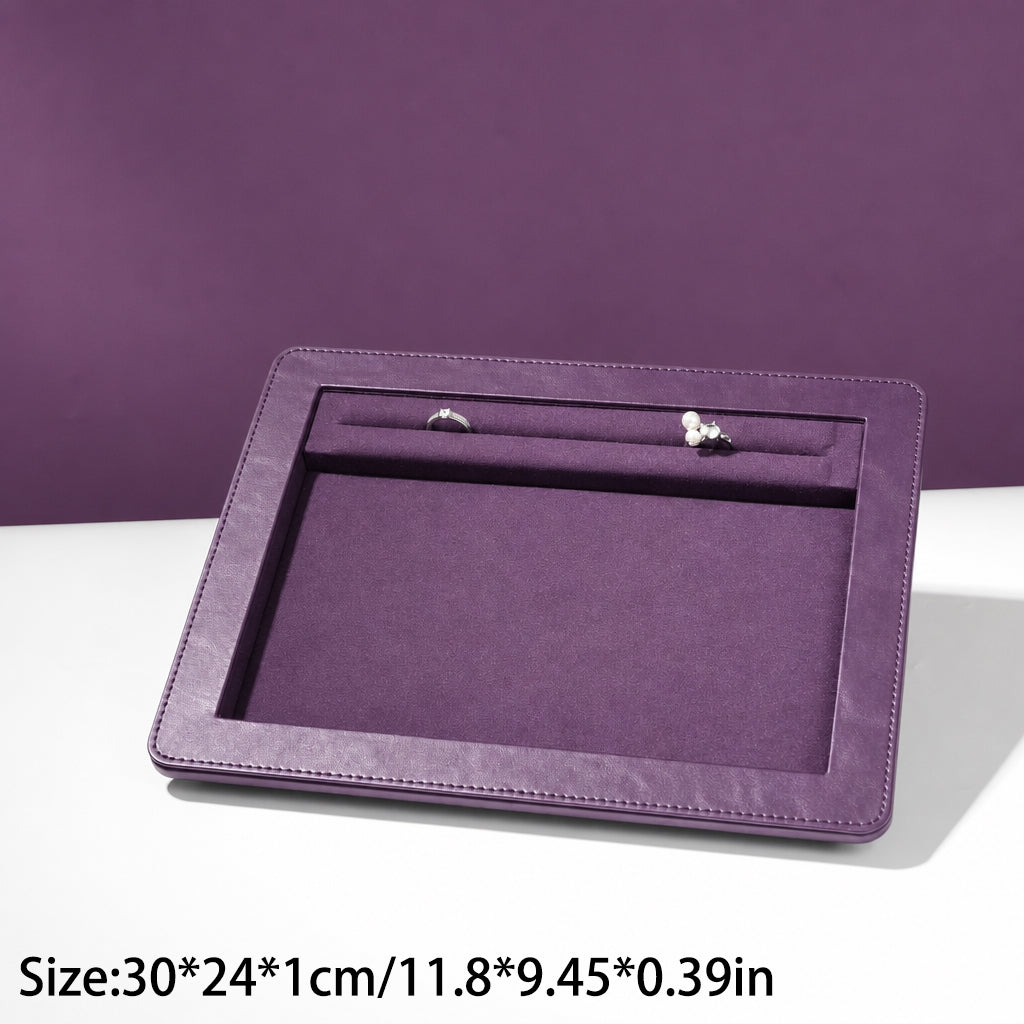 10 pcs FANAI Sculptural Obsidian Matte Dual-Tier Jewelry Presentation Tray | Premium Beveled Edge Countertop Inset Slotted Ring and Pearl Necklace Platter