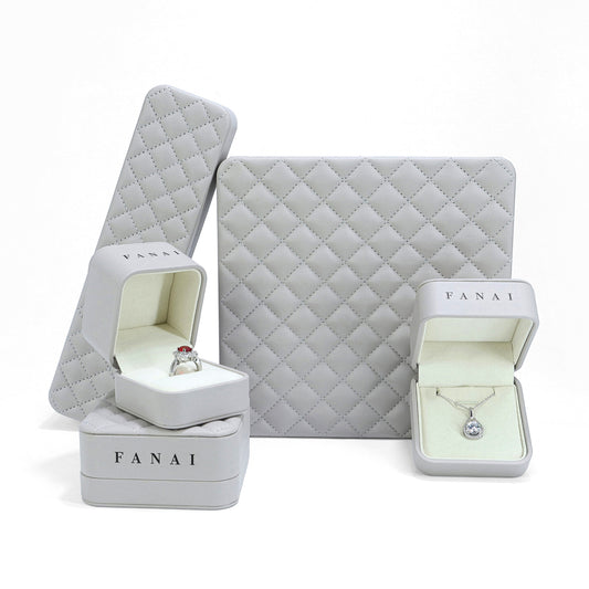 50 pcs FANAI 【The Whisper Suite】 Premium Leather Jewelry Gift Case | Elegant Grey Organizers for Designers