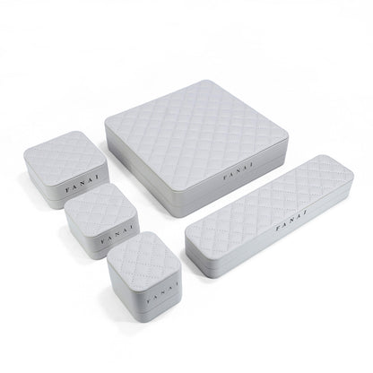 50 pcs FANAI 【The Whisper Suite】 Premium Leather Jewelry Gift Case | Elegant Grey Organizers for Designers