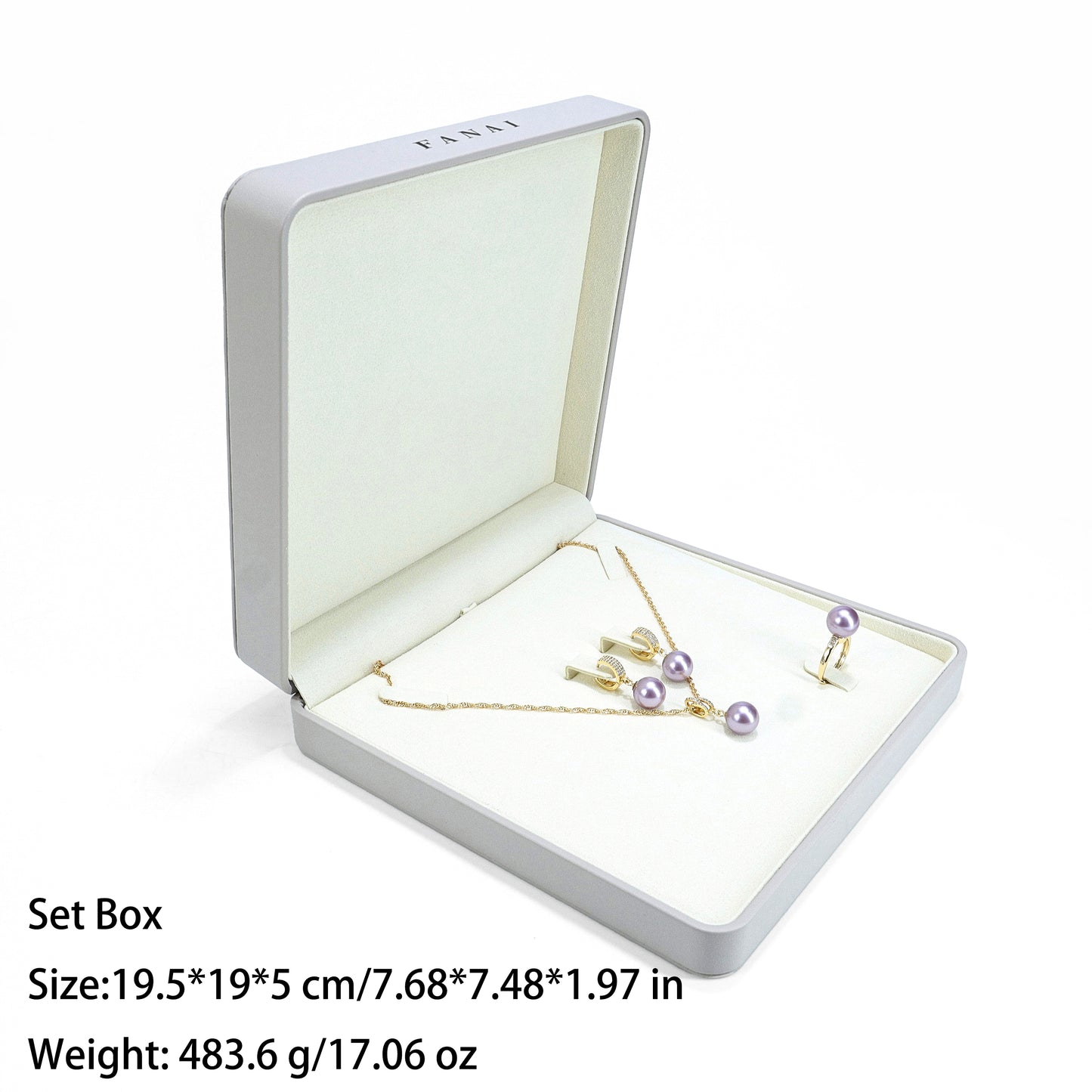 50 pcs FANAI 【The Whisper Suite】 Premium Leather Jewelry Gift Case | Elegant Grey Organizers for Designers