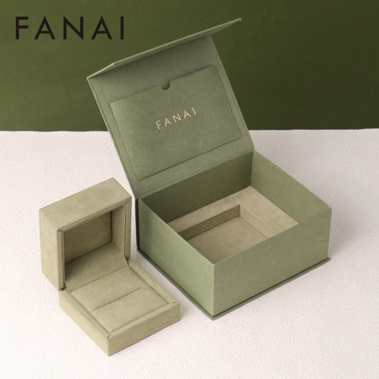 50 pcs FANAI Elegant Sage Green Jewelry Gift "Box-in-Box" Set with Certificate Pocket