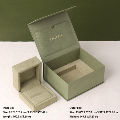 50 pcs FANAI Elegant Sage Green Jewelry Gift "Box-in-Box" Set with Certificate Pocket
