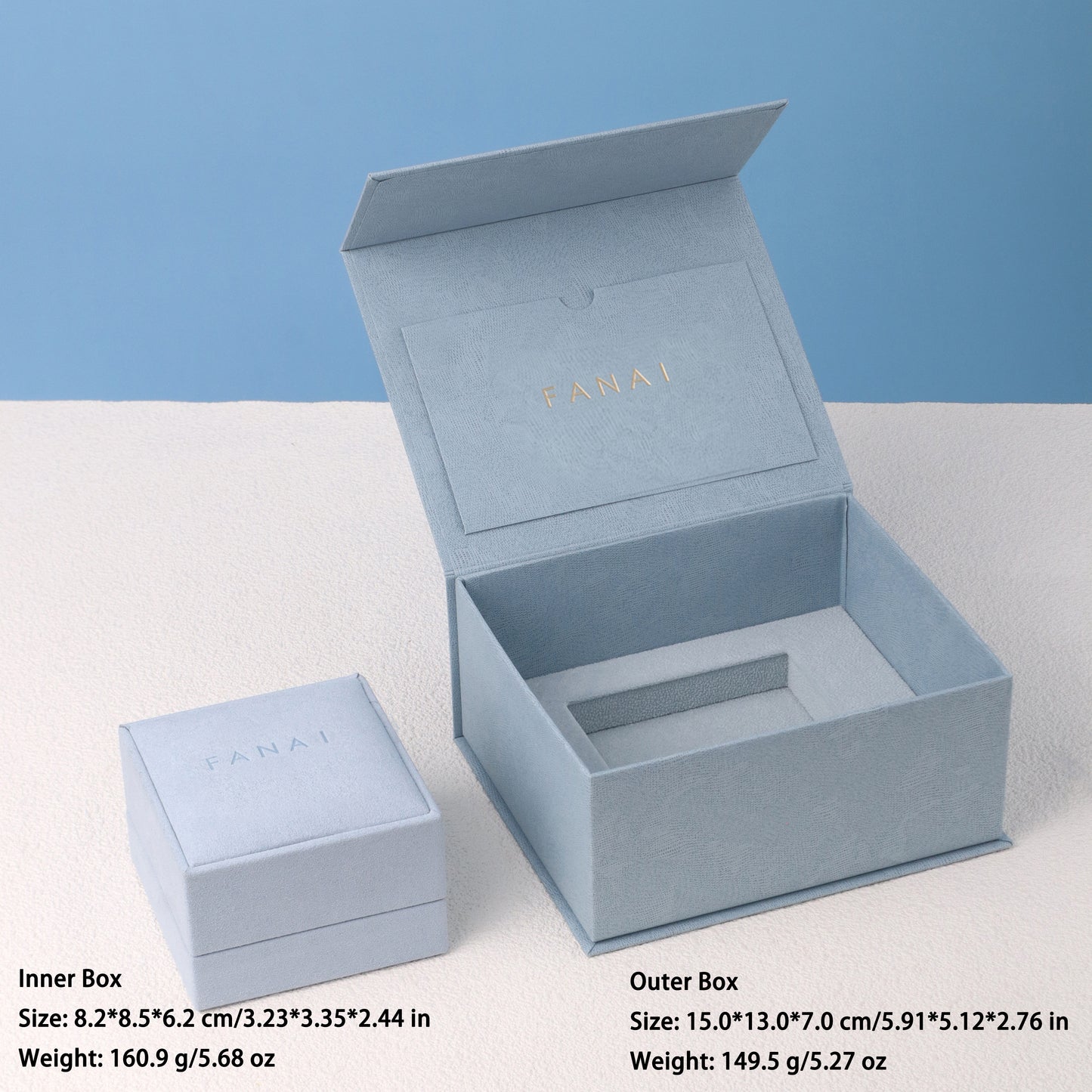 50 pcs FANAI Elegant Sage Green Jewelry Gift "Box-in-Box" Set with Certificate Pocket