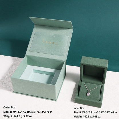 50 pcs FANAI Elegant Sage Green Jewelry Gift "Box-in-Box" Set with Certificate Pocket