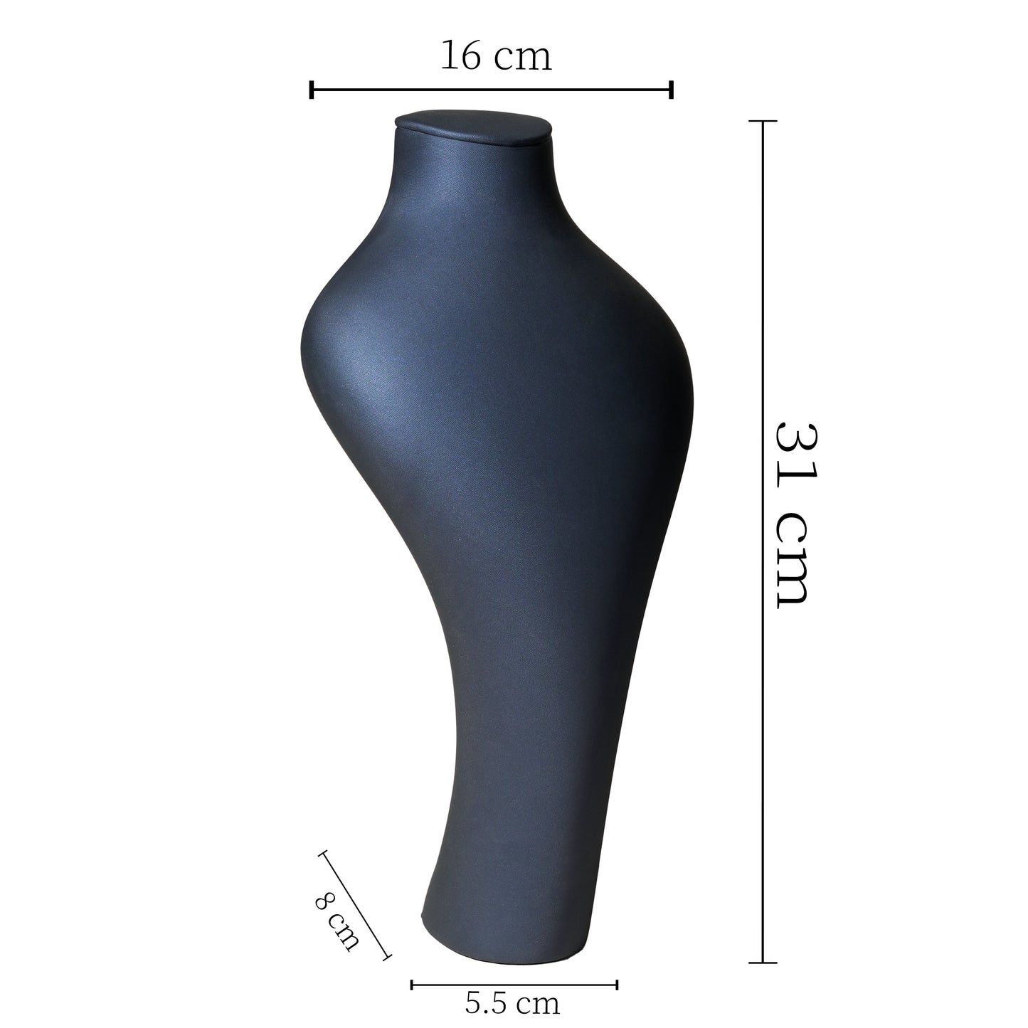 Modern Matte Leatherette Trio Necklace Bust Display Set | Luxury Mineral Grey and Twilight Blue Countertop Pendant Mannequin Stand