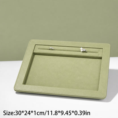10 pcs FANAI Sculptural Obsidian Matte Dual-Tier Jewelry Presentation Tray | Premium Beveled Edge Countertop Inset Slotted Ring and Pearl Necklace Platter