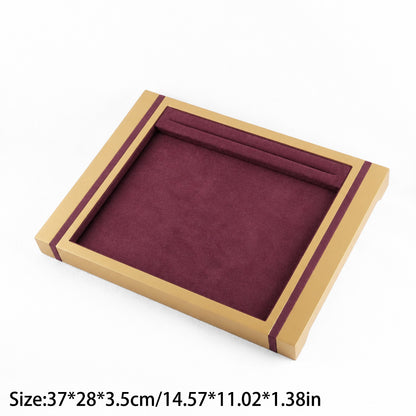 10 pcs FANAI Matte Gold & Obsidian Velvet High-End Retail Jewelry Tray | Luxury Contrasting Metallic Frame Necklace Presentation Platter
