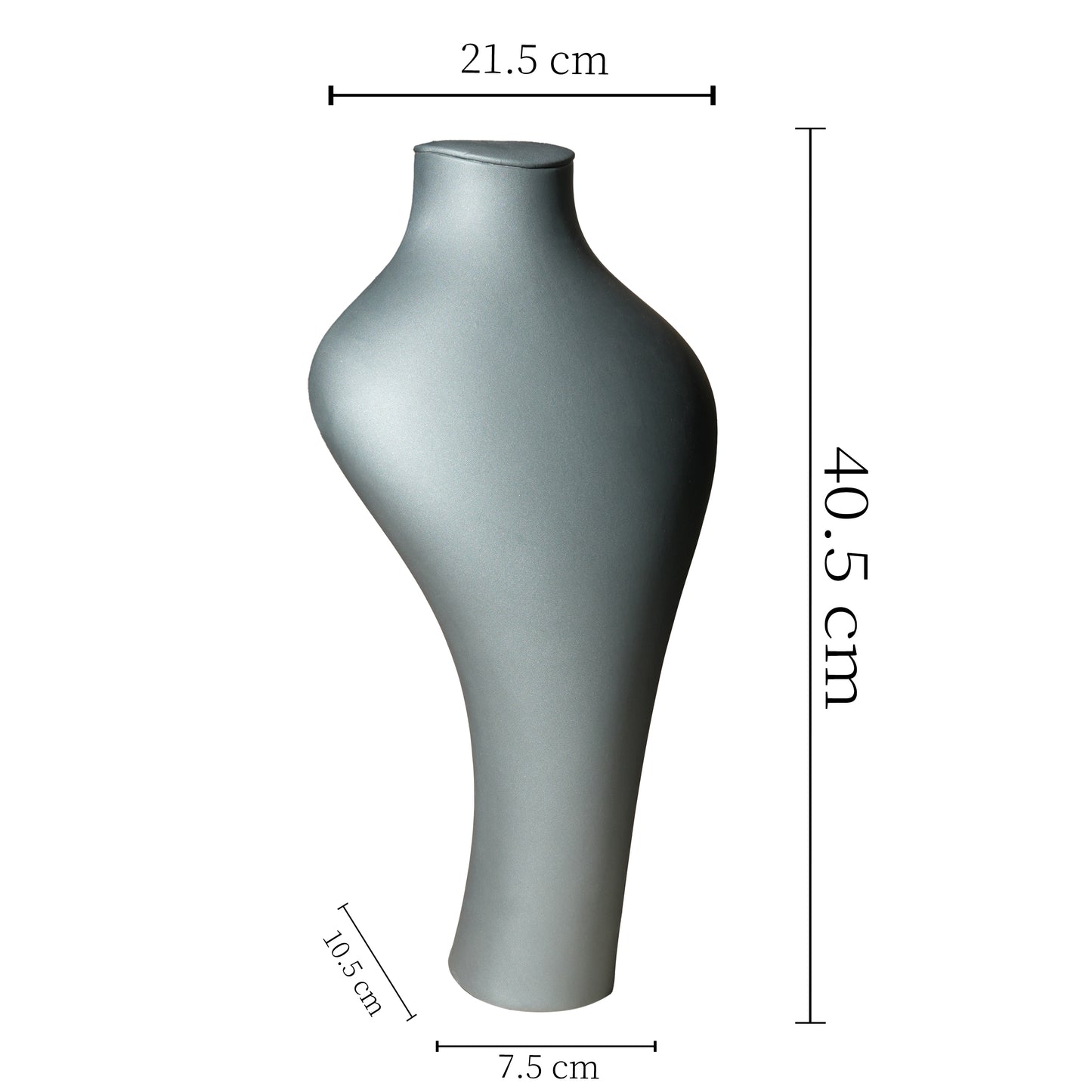 Modern Matte Leatherette Trio Necklace Bust Display Set | Luxury Mineral Grey and Twilight Blue Countertop Pendant Mannequin Stand