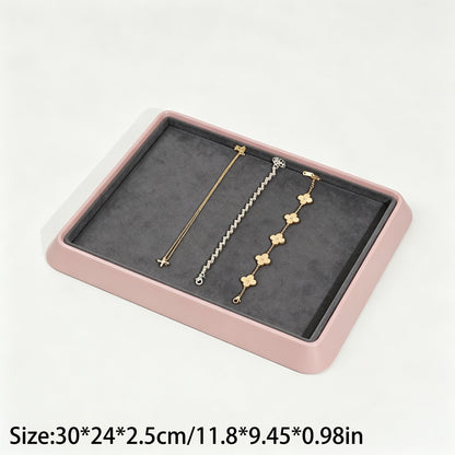 10 pcs FANAI Sculptural Matte Black Beveled Edge Jewelry Presentation Tray | Luxury Modernist Inset Charcoal Velvet Bracelet Platter