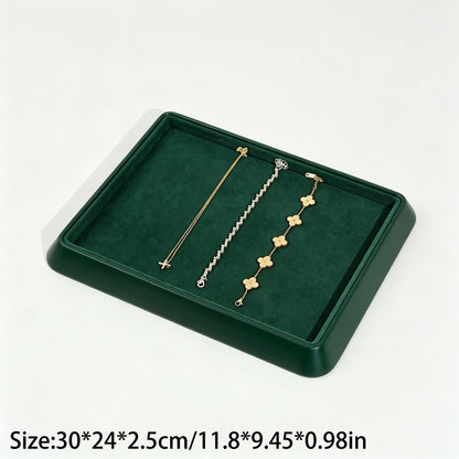 10 pcs FANAI Sculptural Matte Black Beveled Edge Jewelry Presentation Tray | Luxury Modernist Inset Charcoal Velvet Bracelet Platter