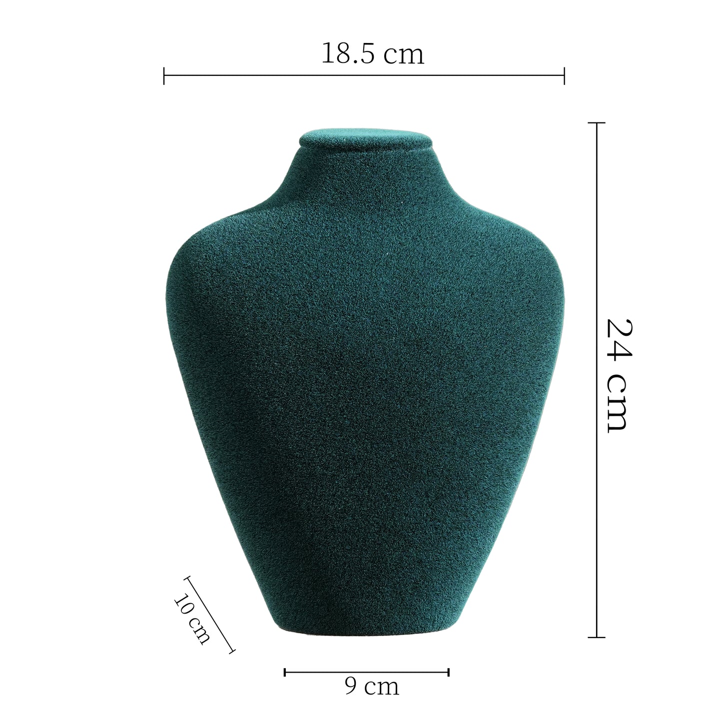 Luxury Peacock Emerald Velvet 3-Piece Necklace Display Bust Set | Premium Moss Green Countertop Pendant Jewelry Mannequin Stand Ensemble