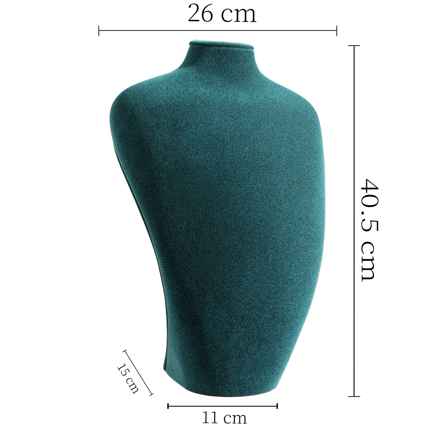 Luxury Peacock Emerald Velvet 3-Piece Necklace Display Bust Set | Premium Moss Green Countertop Pendant Jewelry Mannequin Stand Ensemble