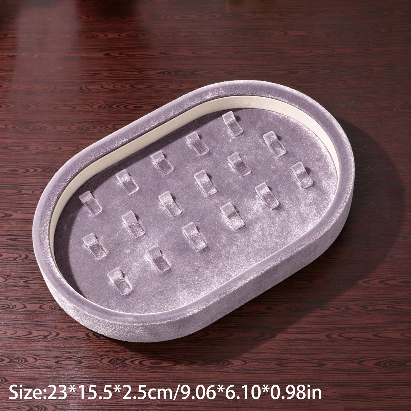 10 pcs FANAI Vintage Moss Green Velvet Oval Stackable Jewelry Tray | Luxury Velvet Ribbed Ring Slots Counter Presentation Display