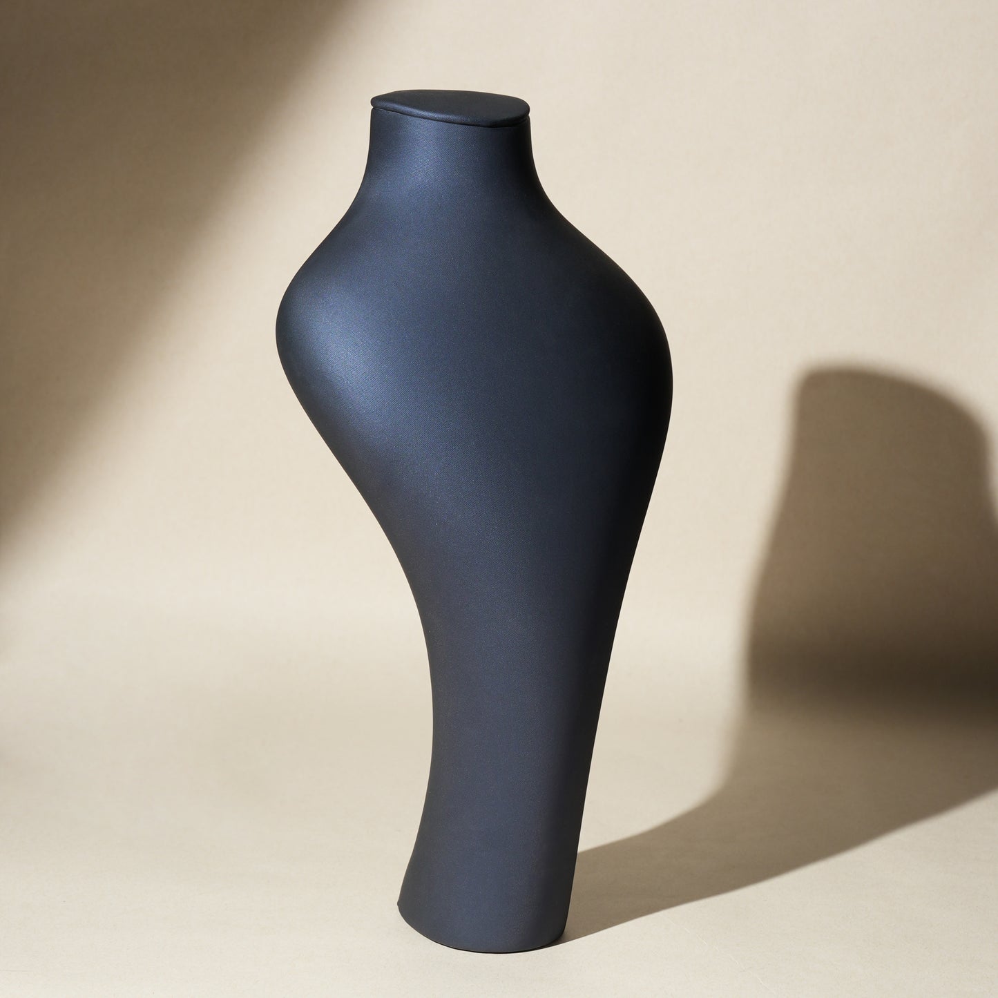 Modern Matte Leatherette Trio Necklace Bust Display Set | Luxury Mineral Grey and Twilight Blue Countertop Pendant Mannequin Stand
