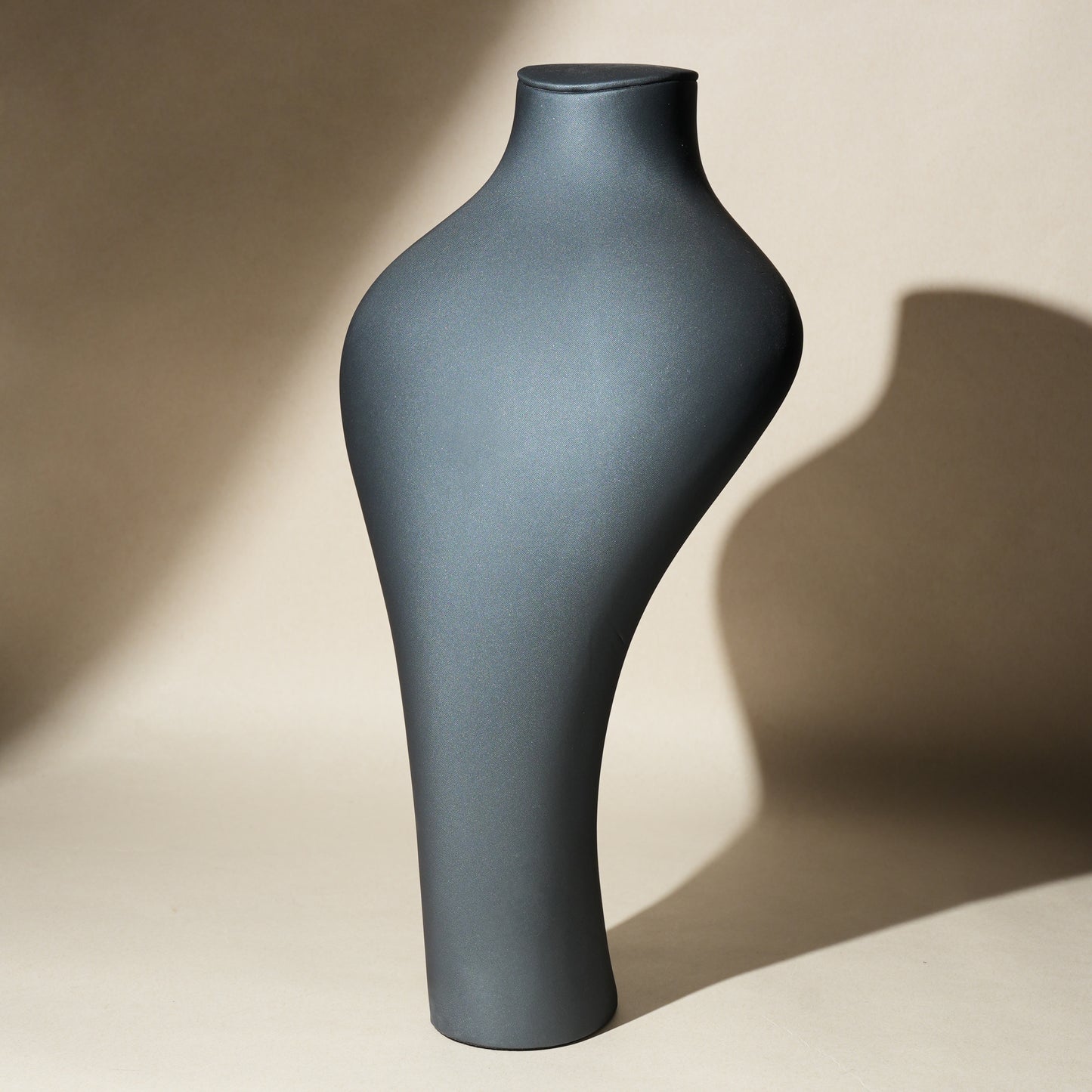 Modern Matte Leatherette Trio Necklace Bust Display Set | Luxury Mineral Grey and Twilight Blue Countertop Pendant Mannequin Stand