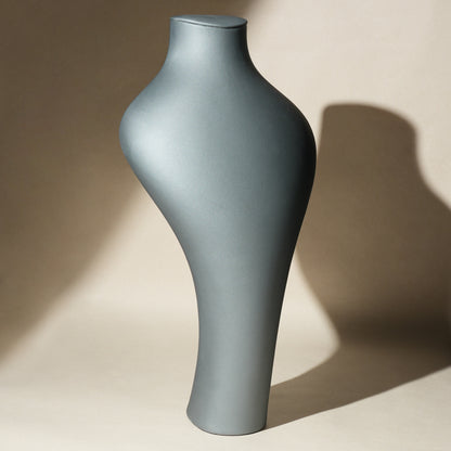 Modern Matte Leatherette Trio Necklace Bust Display Set | Luxury Mineral Grey and Twilight Blue Countertop Pendant Mannequin Stand