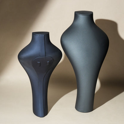 Modern Matte Leatherette Trio Necklace Bust Display Set | Luxury Mineral Grey and Twilight Blue Countertop Pendant Mannequin Stand