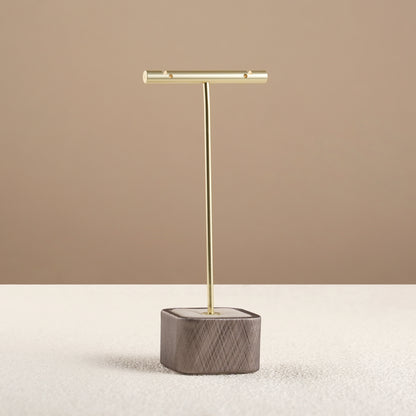 Modern Brushed Charcoal Leatherette Window Jewelry Display Prop Set | Luxury Metallic Bronze Countertop Necklace Bust and Ring Stand Ensemble