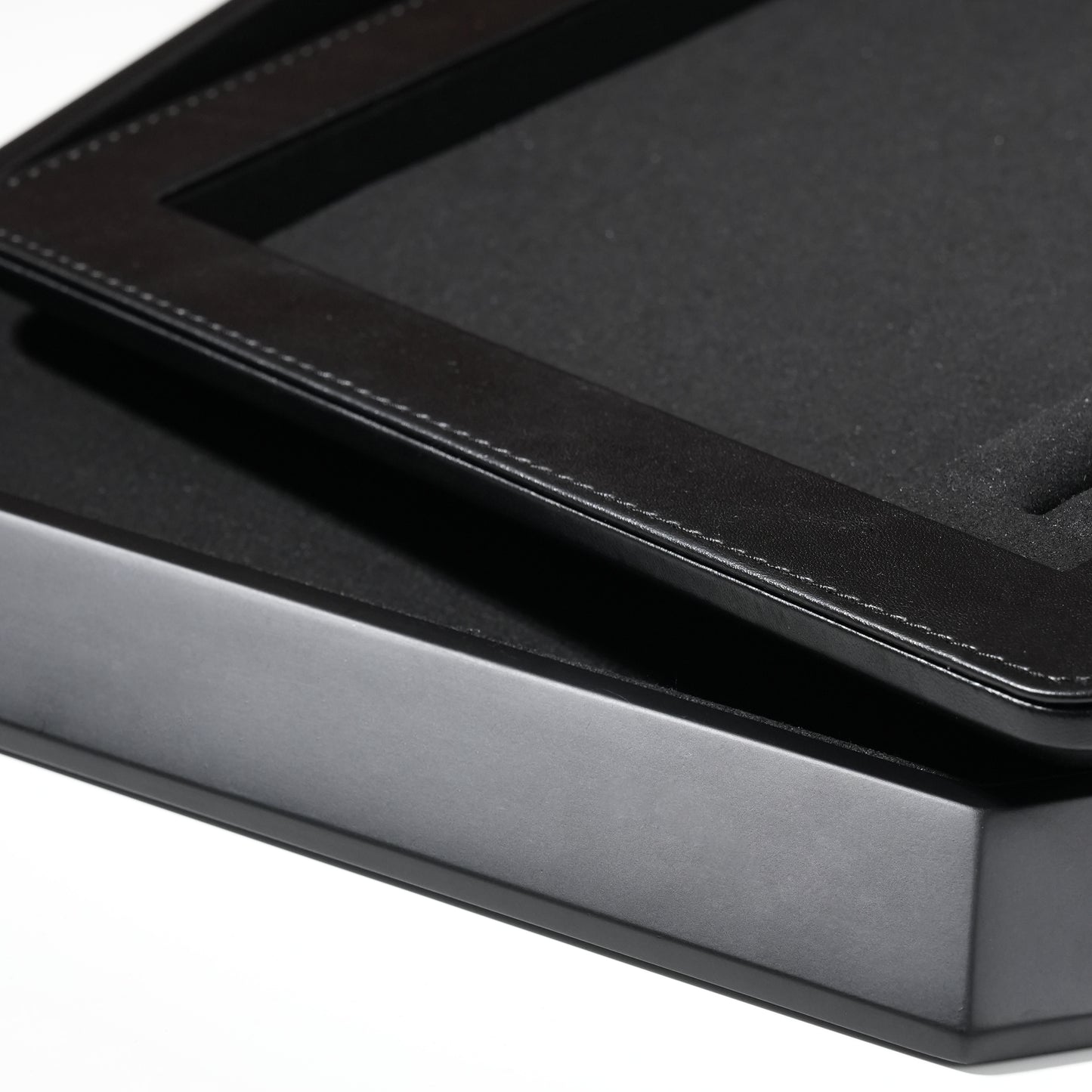10 pcs FANAI Sculptural Obsidian Matte Dual-Tier Jewelry Presentation Tray | Premium Beveled Edge Countertop Inset Slotted Ring and Pearl Necklace Platter