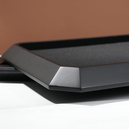 10 pcs FANAI Sculptural Obsidian Matte Dual-Tier Jewelry Presentation Tray | Premium Beveled Edge Countertop Inset Slotted Ring and Pearl Necklace Platter