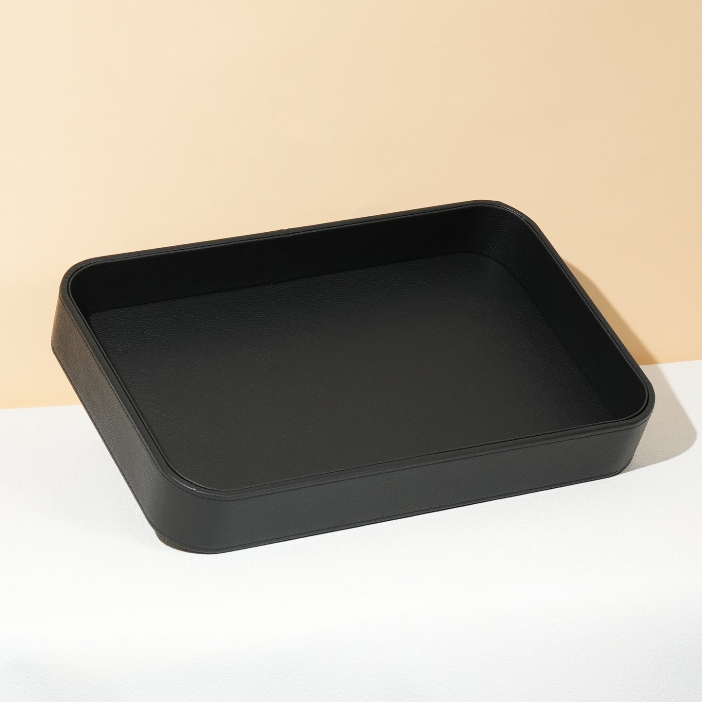 10 pcs FANAI Pebbled Obsidian Black Leatherette Jewelry Display Tray | Luxury Waterproof Matte Charcoal Countertop Bracelet Showcase