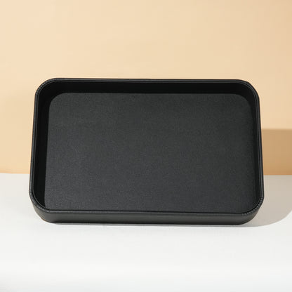 10 pcs FANAI Pebbled Obsidian Black Leatherette Jewelry Display Tray | Luxury Waterproof Matte Charcoal Countertop Bracelet Showcase