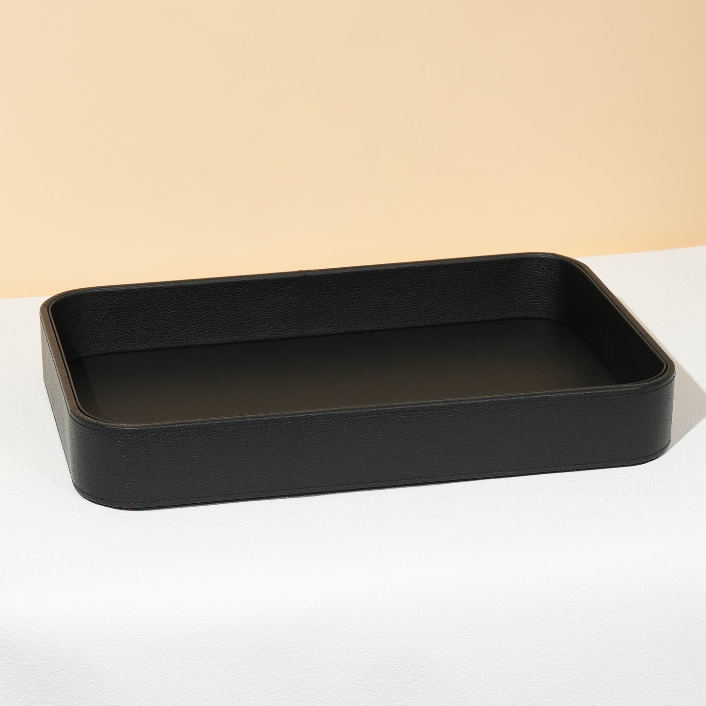 10 pcs FANAI Pebbled Obsidian Black Leatherette Jewelry Display Tray | Luxury Waterproof Matte Charcoal Countertop Bracelet Showcase