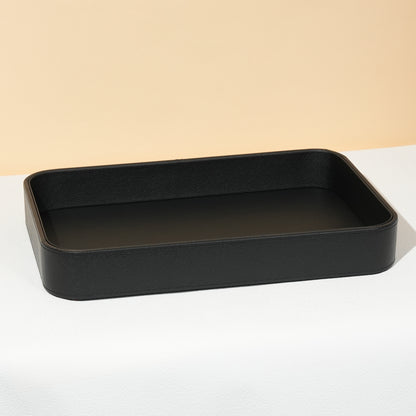 10 pcs FANAI Pebbled Obsidian Black Leatherette Jewelry Display Tray | Luxury Waterproof Matte Charcoal Countertop Bracelet Showcase
