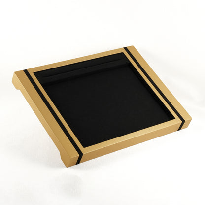 10 pcs FANAI Matte Gold & Obsidian Velvet High-End Retail Jewelry Tray | Luxury Contrasting Metallic Frame Necklace Presentation Platter