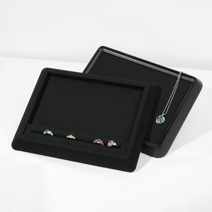 10 pcs FANAI Sculptural Matte Black Beveled Edge Jewelry Presentation Tray | Luxury Modernist Inset Charcoal Velvet Bracelet Platter