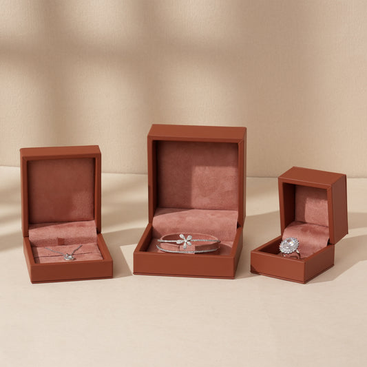 50 pcs FANAI 【The Dune Suite】 Premium Smooth PU Leather Jewelry Box | Minimalist Amber Organizer Cases for Designers