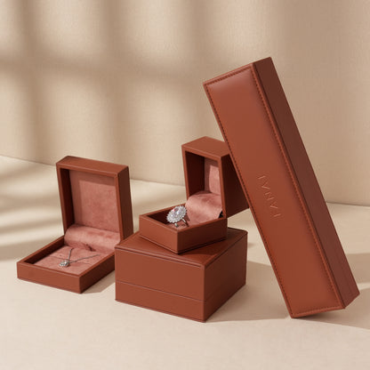 50 pcs FANAI 【The Dune Suite】 Premium Smooth PU Leather Jewelry Box | Minimalist Amber Organizer Cases for Designers