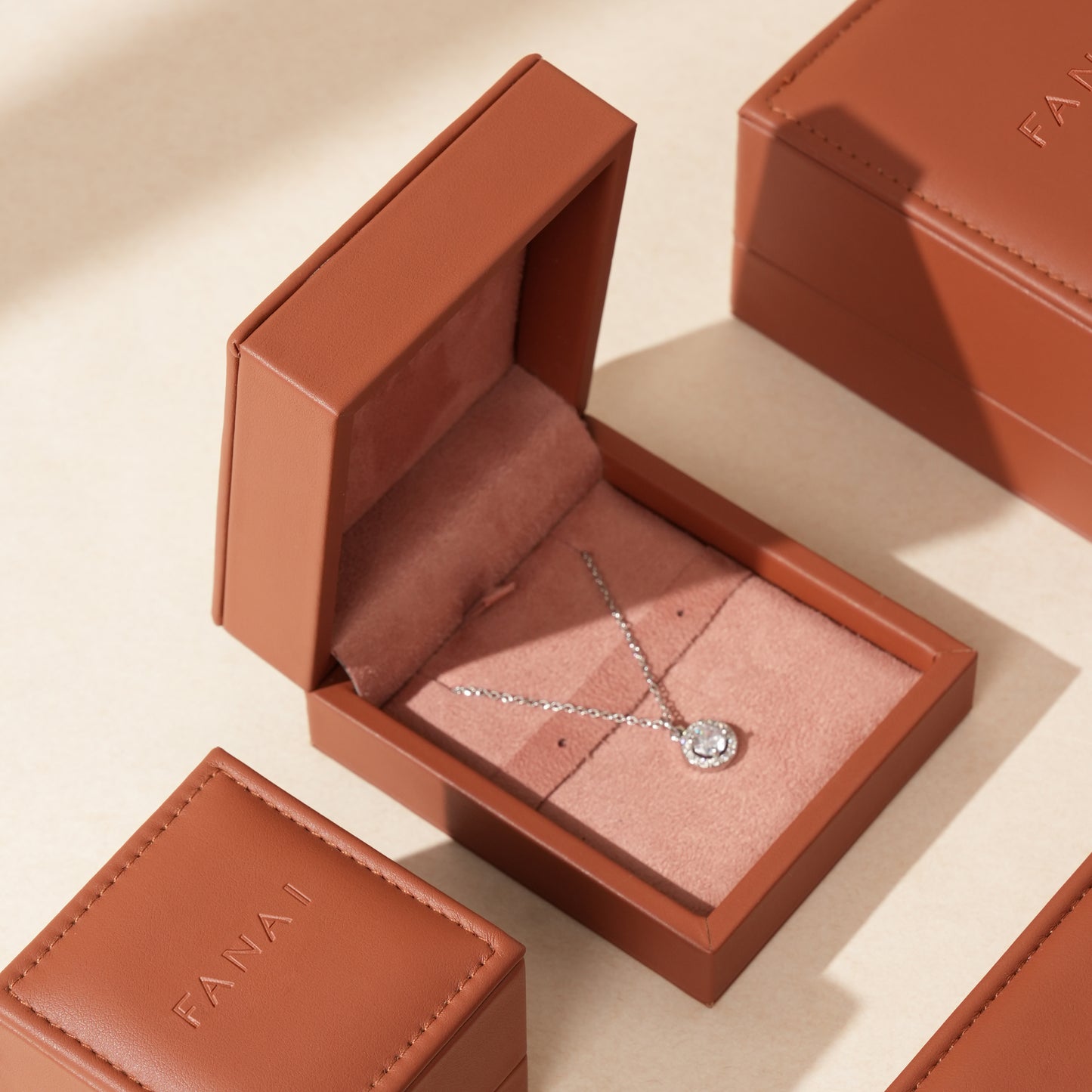 50 pcs FANAI 【The Dune Suite】 Premium Smooth PU Leather Jewelry Box | Minimalist Amber Organizer Cases for Designers