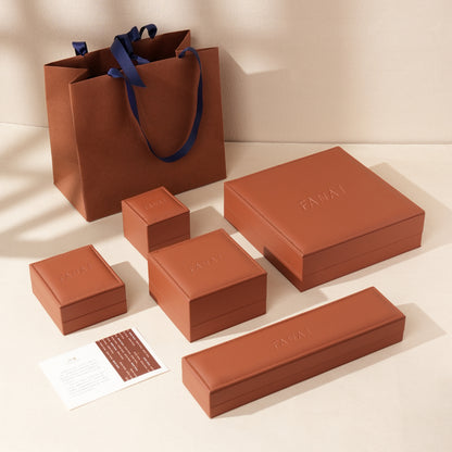 50 pcs FANAI 【The Dune Suite】 Premium Smooth PU Leather Jewelry Box | Minimalist Amber Organizer Cases for Designers