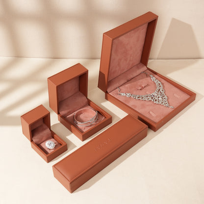 50 pcs FANAI 【The Dune Suite】 Premium Smooth PU Leather Jewelry Box | Minimalist Amber Organizer Cases for Designers