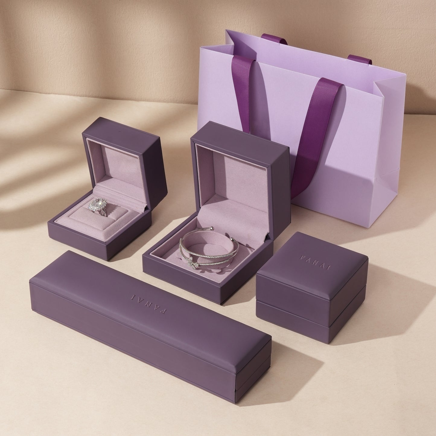 50 pcs FANAI 【The Twilight Aura】 Premium Matte Smooth Leather Jewelry Box | Luxury Twilight Organizers for Designers