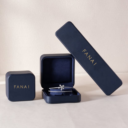 50 pcs FANAI【The Muse Collection】 Luxury Leatherette Jewelry Box - Elegant Dark Blue Ring Necklace Gift Case