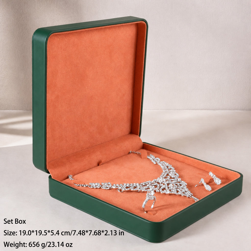 50 pcs FANAI【The Muse Collection】 Luxury Leatherette Jewelry Box - Elegant Dark Blue Ring Necklace Gift Case