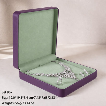 50 pcs FANAI【The Muse Collection】 Luxury Leatherette Jewelry Box - Elegant Dark Blue Ring Necklace Gift Case