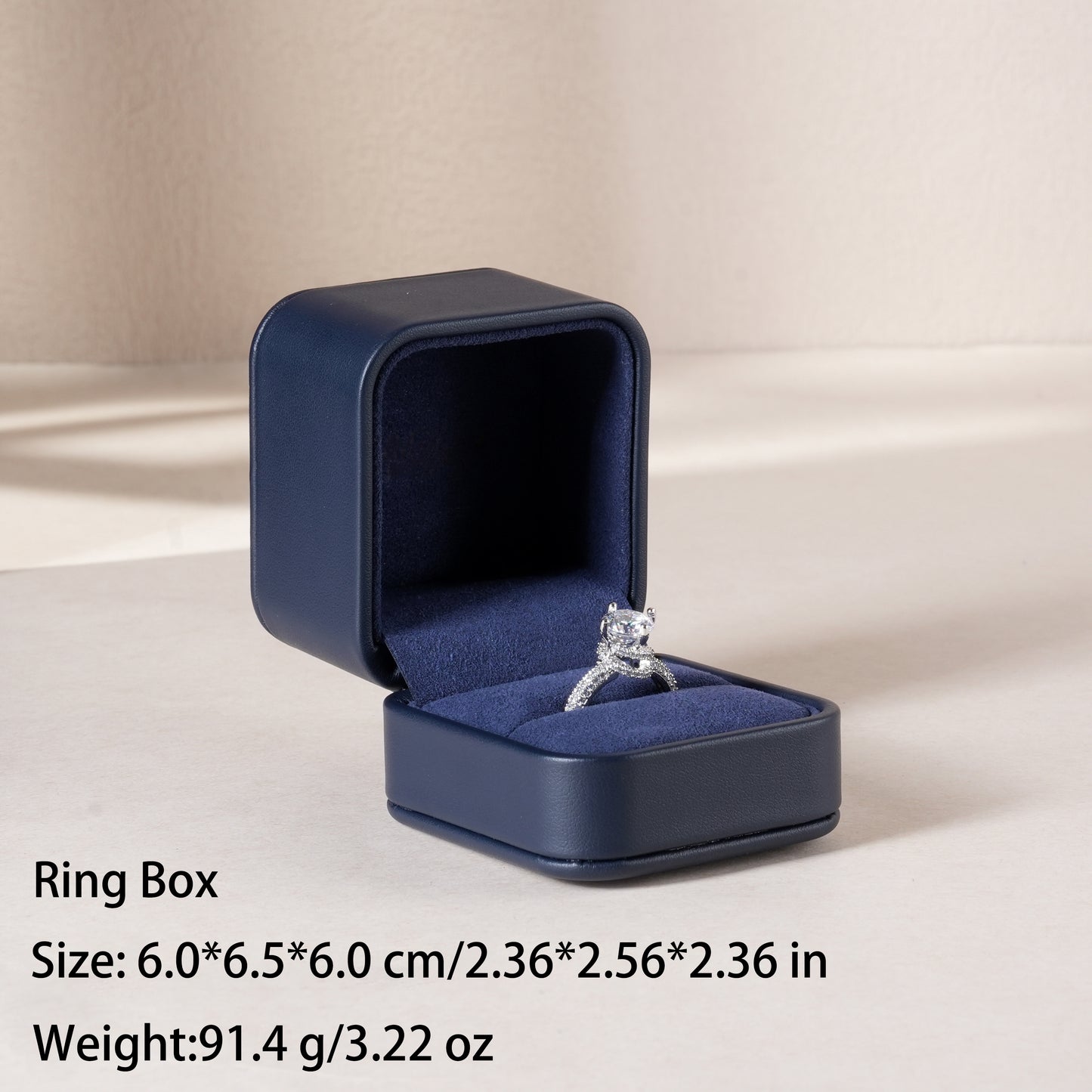 50 pcs FANAI【The Muse Collection】 Luxury Leatherette Jewelry Box - Elegant Dark Blue Ring Necklace Gift Case