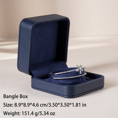 50 pcs FANAI【The Muse Collection】 Luxury Leatherette Jewelry Box - Elegant Dark Blue Ring Necklace Gift Case