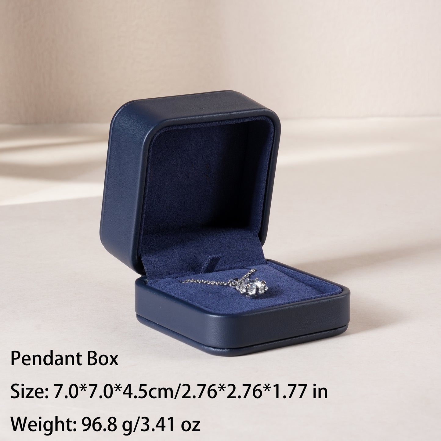 50 pcs FANAI【The Muse Collection】 Luxury Leatherette Jewelry Box - Elegant Dark Blue Ring Necklace Gift Case