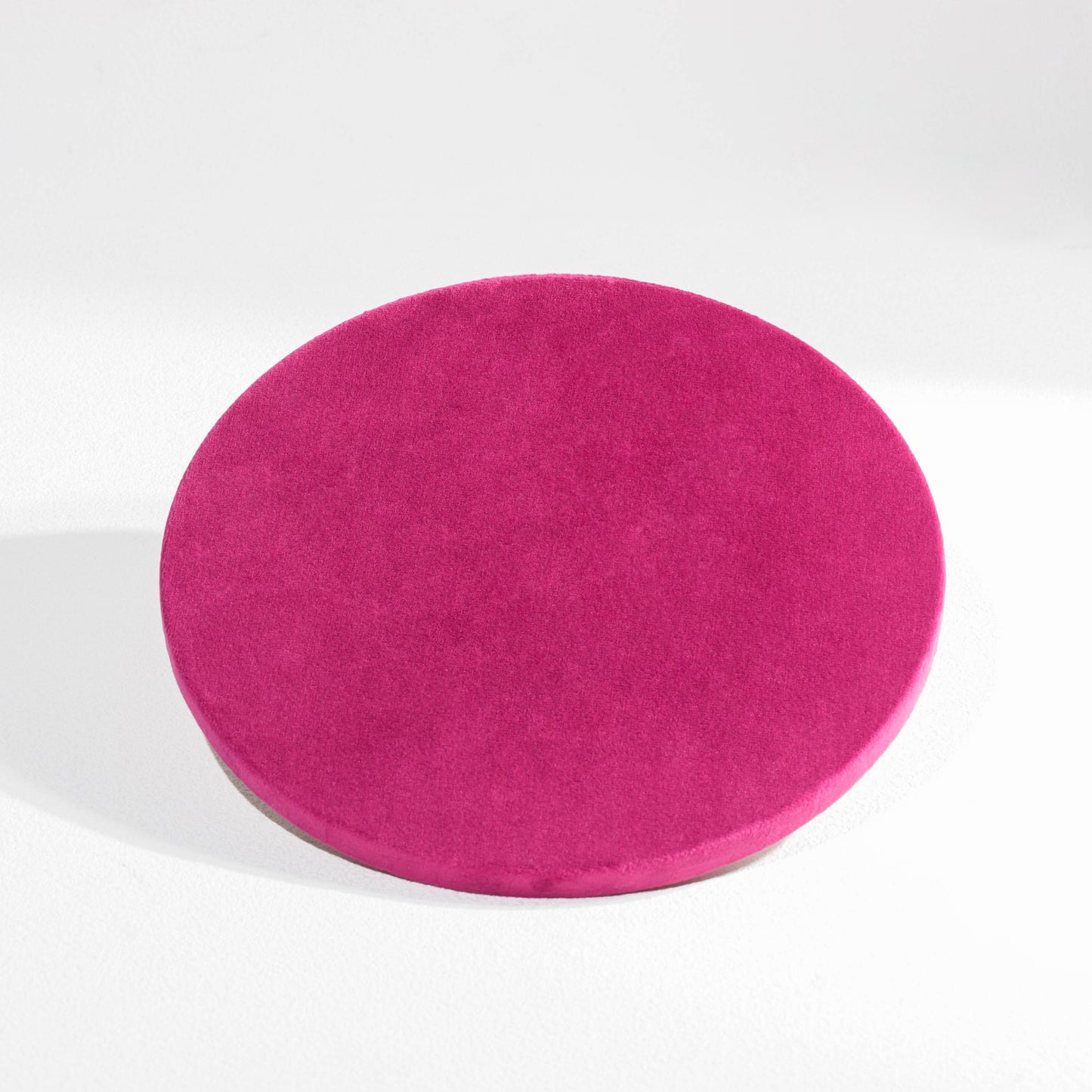 Vibrant Fuchsia Magenta Velvet Circular Jewelry Window Display Prop Set | Luxury Bold Countertop Necklace Bust and Ring Pillar Showcase Ensemble
