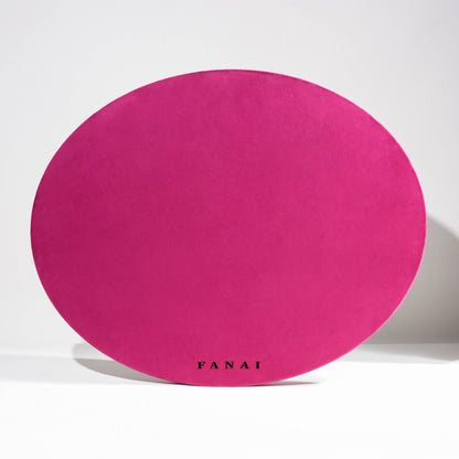 Vibrant Fuchsia Magenta Velvet Circular Jewelry Window Display Prop Set | Luxury Bold Countertop Necklace Bust and Ring Pillar Showcase Ensemble