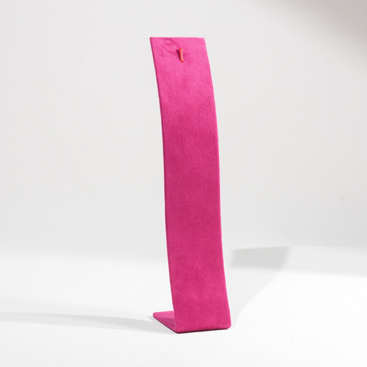 Vibrant Fuchsia Magenta Velvet Circular Jewelry Window Display Prop Set | Luxury Bold Countertop Necklace Bust and Ring Pillar Showcase Ensemble