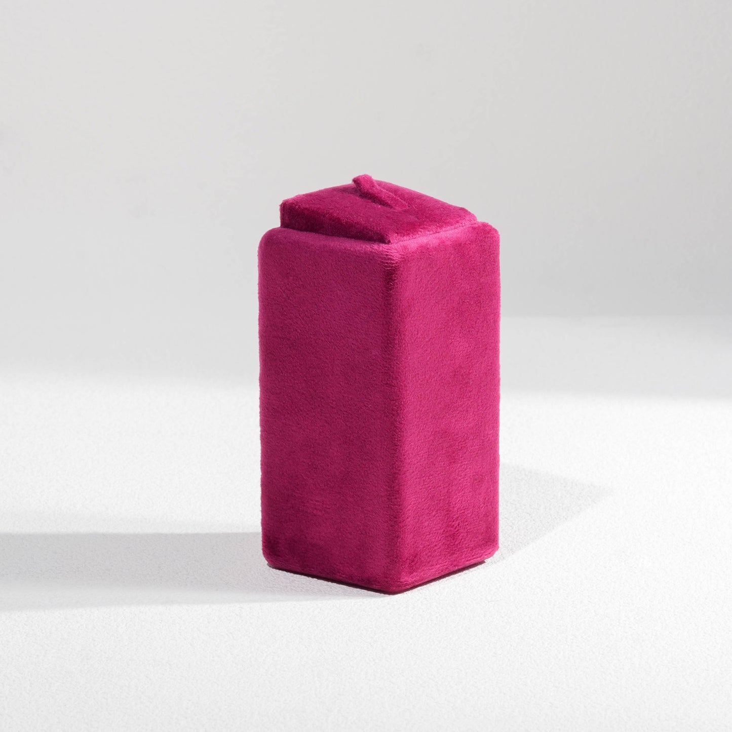 Vibrant Fuchsia Magenta Velvet Circular Jewelry Window Display Prop Set | Luxury Bold Countertop Necklace Bust and Ring Pillar Showcase Ensemble