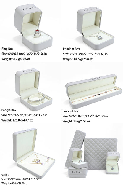 50 pcs FANAI 【The Whisper Suite】 Premium Leather Jewelry Gift Case | Elegant Grey Organizers for Designers