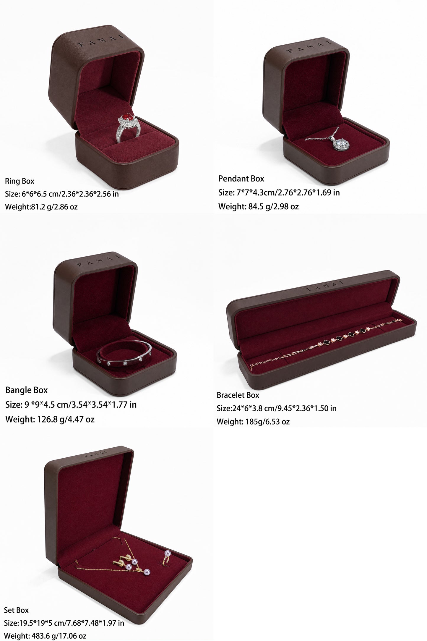 50 pcs FANAI 【The Whisper Suite】 Premium Leather Jewelry Gift Case | Elegant Grey Organizers for Designers