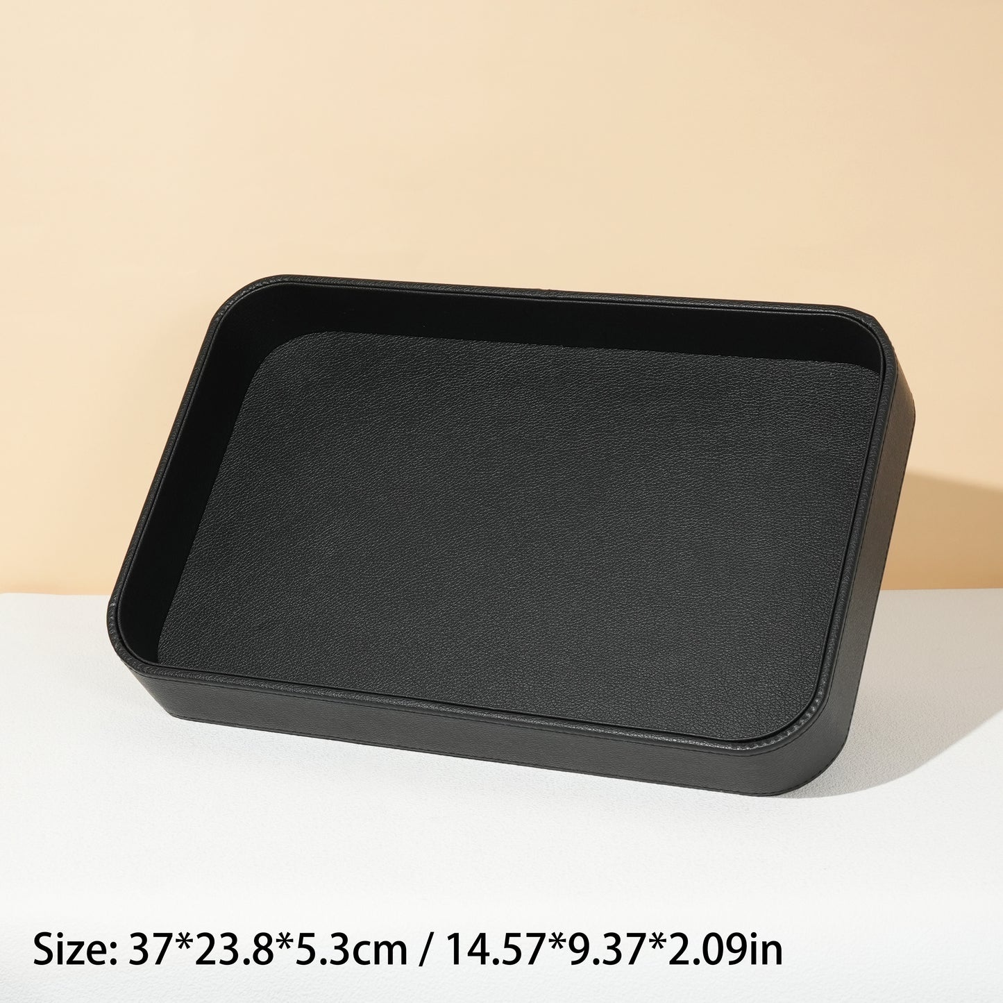 10 pcs FANAI Pebbled Obsidian Black Leatherette Jewelry Display Tray | Luxury Waterproof Matte Charcoal Countertop Bracelet Showcase
