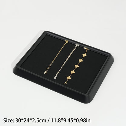 10 pcs FANAI Sculptural Matte Black Beveled Edge Jewelry Presentation Tray | Luxury Modernist Inset Charcoal Velvet Bracelet Platter